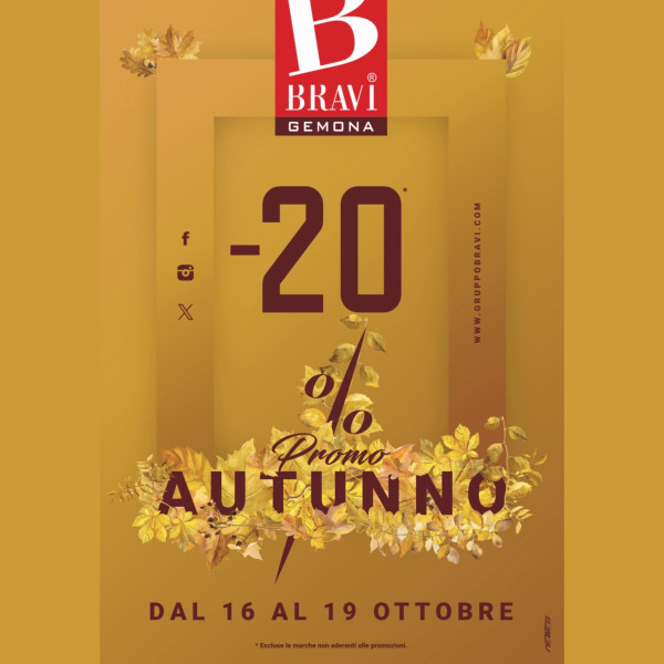 🍁🌰DA BRAVI L’AUTUNNO SI TINGE DI SCONTI!🍂🍁 ⚠️-20% sulle nuove collezioni!⚠️ ‼️Solo dal 16 al 19 ottobre‼️ Escluse...